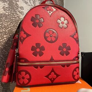 Fashion Red Backpack and long wallet